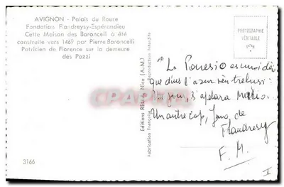 Avignon - Pałac Roure — Fundacja Flandreys-Espérandieu — Wydawnictwo REBELL, Nice — Rewers