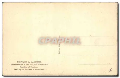 Fontein van Vaucluse — Promenade op het meer in een motorboot — Uitgave Veuve Martin — Achterkant