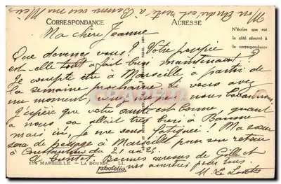 Bursa w Marseille — widok na główny budynek — wydawca Laffitte & Réneville, Paryż — Rewers