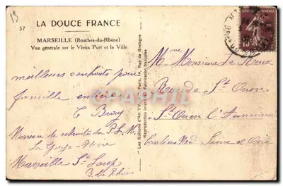 Vista geral sobre o Velho Portos e a Cidade — Marselha — Éditions d'Art YVON, Paris — Verso