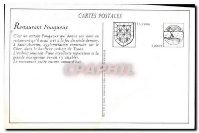 Saint-Avertin (Loir-et-Cher) — Restaurante Fouqueux — H.B. -2 — Verso