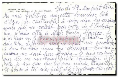 Menton — Ogólny widok i wzgórze Mont-Baudon — Rewers