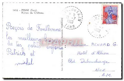 Ruínas do Castelo de Fontbonne — 1416 - PENNE (Tarn) — Edições ARGRA — Verso