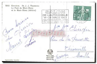 Pont du Mont-Blanc — Genève — Éditions Jaeger — Verso