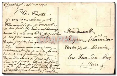 Genebra e o Monte Branco — vista da cidade e do lago — editor C. P. M. n° 8137 — Verso