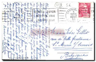 Châtelguyon — Pamiątka z Châtelguyon — wydawca nie widoczny — Rewers