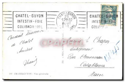 Ogólny widok Châtel-Guyon — Intestin-Foie — wydawca C.A.P. nr 218 — Rewers