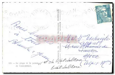 Plage et la pointe de Vallières — Royan — éditeur Tito — Verso