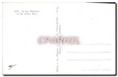 O Lago Chambon e as montanhas Dore — Edição « La Cigogne » — Vichy — Verso