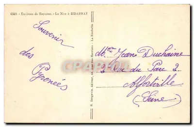 A Nive em Bidarray — Arredores de Bayonne — R. Bergevin, editor — Verso