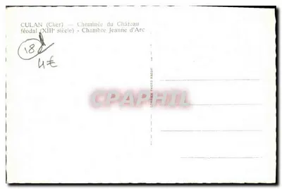 Culan (Cher) — Lareira do Castelo Feudal (século XIII) — Quarto de Joana d'Arc — Verso