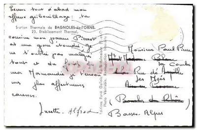 Bagnolles-de-l'Orne — Estação Termal — Estabelecimento Pirot — Edições René Gallois — Verso