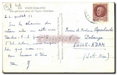 Dijon (Côte-d'Or) — Ogólny widok z Kościoła św. Jana — Wydawnictwo Sztuki, Paryż — Rewers