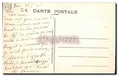 Pontgibaud - O Castelo — editor J. Gouttenanges, n° 596 — Verso