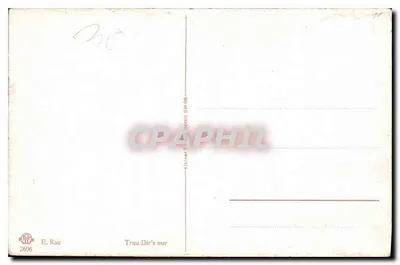 Cena de vida alpina — mulher cozinhando para homens — editor E. Rau, n° 2606 — Verso