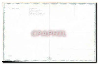 Mulher em um barco — paisagem lacustre com cabana — H. Dahl pinx. — Verso