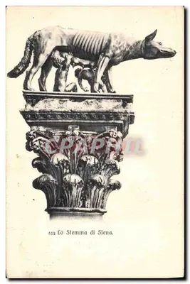 Herb Sienie — statua wilka i bliźniaków — wyd. Ditta S. Venturini, Siena, nr 612