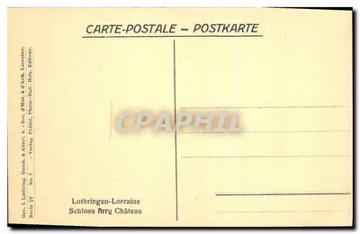Zamek w Arry — Lothringen-Lorraine — Wydawca: Prilliot, Photo-Hall, Matz — Rewers