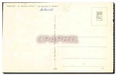 A nascença de Vênus — Galleria degli Uffizi — Ed. Ugo Mugnaini, n° 1298 — Verso