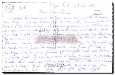 Calais — Widok panoramiczny z teatrem, plażą, monumentem, ratuszem i statkiem — Wydawnictwo CABY — Rewers