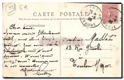Chambéry — Monumento da Anexação da Saboia à França — Edição das «Damas da França» — Verso