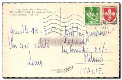 Grenoble — Los muelles del río Isère y el Moucheroïte (1895 m.) — Edición Artística Grenoble, n° 939 — Reverso
