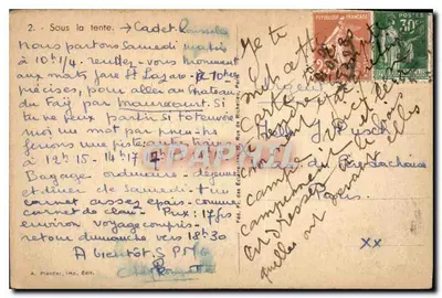 Dwie osoby w namiocie — widok obozowy — Photo Geo — Rewers