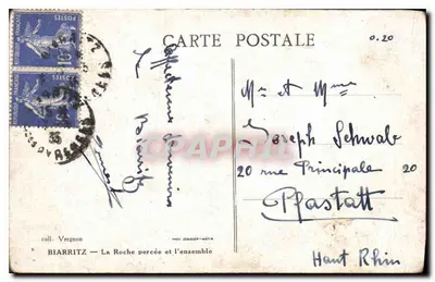 Biarritz — La Roche percée et l'ensemble — coll. Vergnon — Verso
