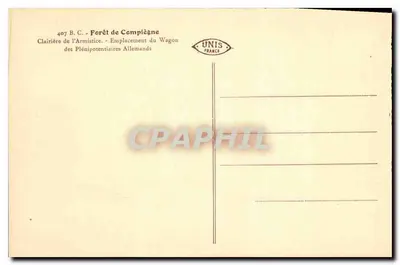 Las Compiègne — Las Armistyczu — Miejsce wagonu pełnomocników niemieckich — Rewers