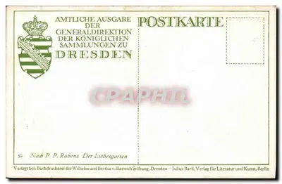 Le Liebesgarten — zgodnie z P. P. Rubens — oficjalna edycja kolekcji królewskich w Dresden — Rewers