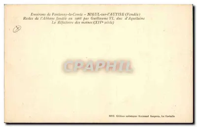 Restos da Abadia de Fontenay-le-Comte — Refeitório dos monges — Éditions artistiques Raymond Bergevin — Verso
