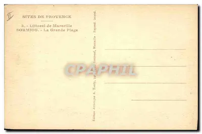 Sormiou — La Grande Plage — Artistieke uitgave A. Tardy — Achterkant