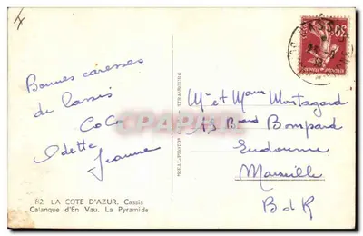 Calanque d'En Vau — La Pyramide — wydawca PREAL-PHOTO-CANNES — Rewers