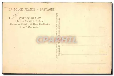 Castelo de Costacères — Ploumanach (Costa de Granito) — Les Éditions d'Art Yvon, Paris — Verso