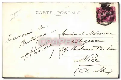 Ploumanach (C.-du-N.) — Baía de Saint-Guirec — O chapéu de Napoleão e o Castelo de Costaéres onde Sienkiewicz escreveu « Quo Vadis » — Verso