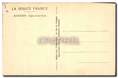 Avignon — Katedra św. Piotra — Wydawca YVON, Paryż, n°29 — Rewers