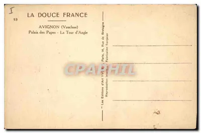 Avignon — Paleis van de Pausen - De Hoektoren — Edities van Kunst YVC, Parijs — Achterkant