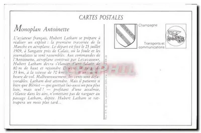 M. H. Latham na Monoplanie Antoinette w trakcie lotu — Librairie Militaire Guérin, Mauremelon — Rewers