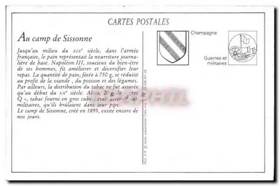 Campo de Sissonne (Aisne) — Distribuição de Pão e Tabaco — Buët frères, editores, Sissonne (Aisne) — Verso