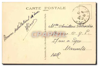 Paris - A Conciergerie — vista com o ponte e um barco — editor A. Leconte, n° 38, r. Ste-Croix-de-la-Bretonnerie, Paris — Verso