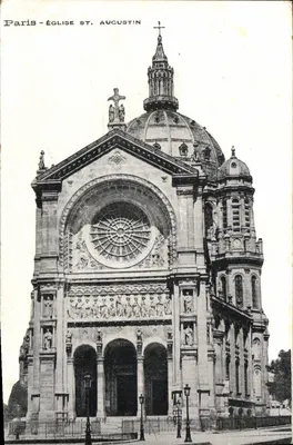Paris - Igreja de São Agostinho — vista da fachada com roseira e cúpula