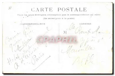 PARYŻ - Gare Saint-Lazare — widok budynku z zegarem — wydawca DUVA — Rewers
