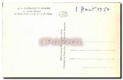 Clermont-Ferrand — Katedra widziana z ulicy Gras — Wydawnictwo Artystyczne Francuskie — Rewers