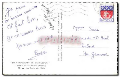Brzegi rzeki Orb — Lamalou-les-Bains (Hérault) — APA — n°98 — Rewers