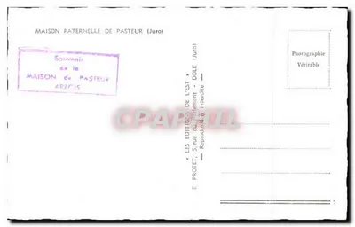 Casa paterna de Pasteur — Arbois (Jura) — Les Éditions de l'Est — Verso