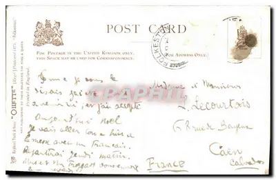Bilhete postal antigo Ower Sandgate Rd Folkestone — Verso