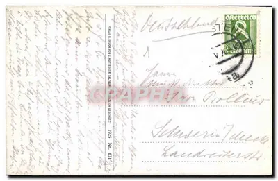 Badgastein — wodospad i budynki — wydawca K. H. Nötterer, Nüzig, nr 631 — Rewers