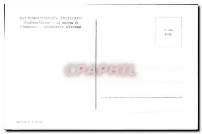 Widok na dawną siedzibę Rembrandta w Amsterdamie — rysunek D.J.M. — Rewers
