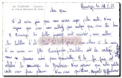 Wodospady Oued Mefrouch El Ourit — Tlemcen — wydawca C. A. 1944, nr 204 — Rewers