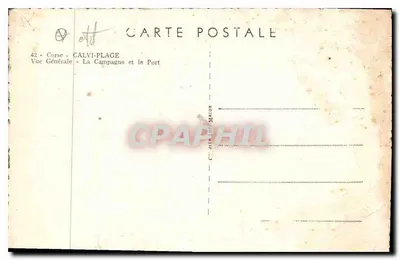 Calvi-Plage — Vista Geral — A Campina e o Porto — C. MÉTIER & MACON — Verso